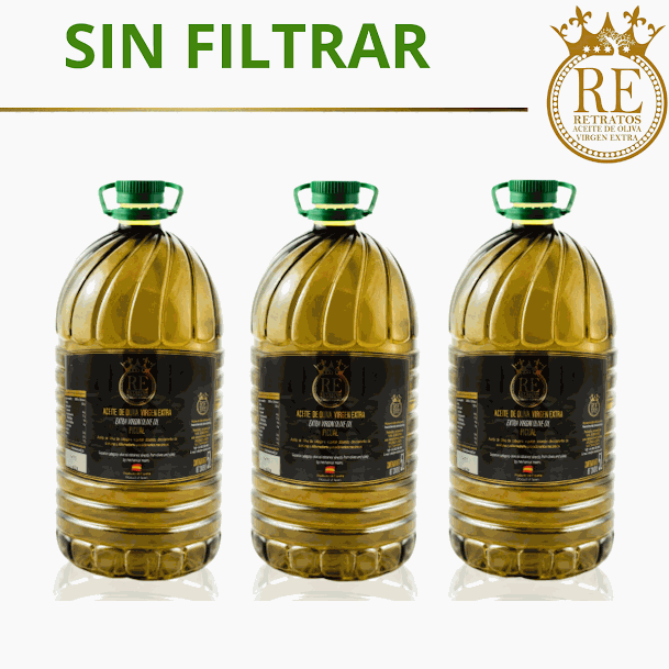 Extra Virgin Olive Oil RE-Retratos 5L NON FILTRÉ (Boîte de 3 unités)
